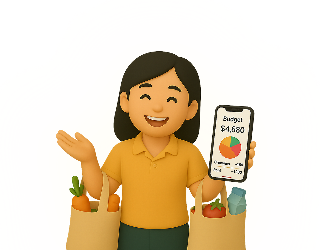 Woman on with budget